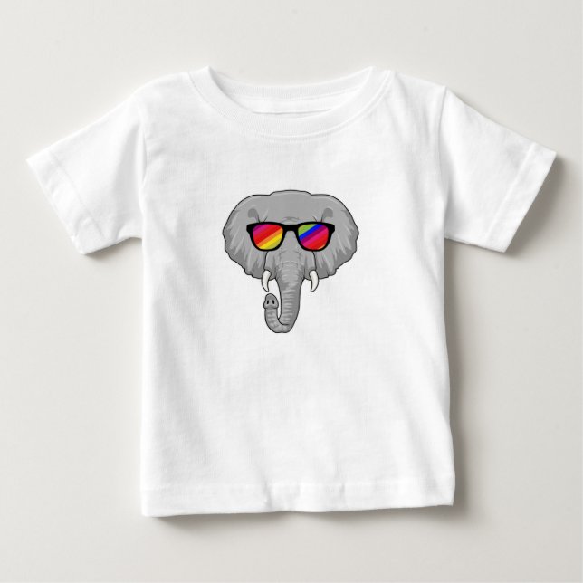 T-shirt Pour Bébé Éléphant avec des lunettes de soleil (Devant)