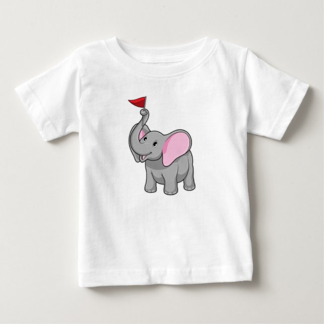 T-shirt Pour Bébé Éléphant avec drapeau (Devant)