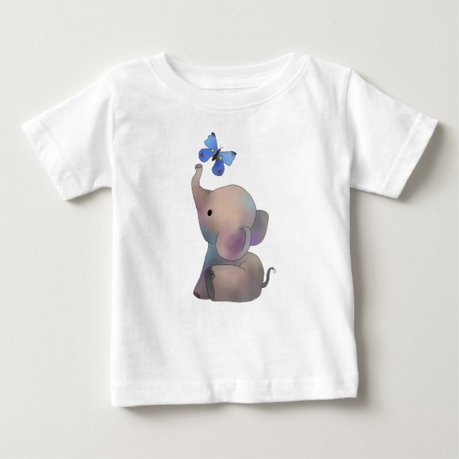 T-shirt Pour Bébé Éléphant avec le papillon (Devant)