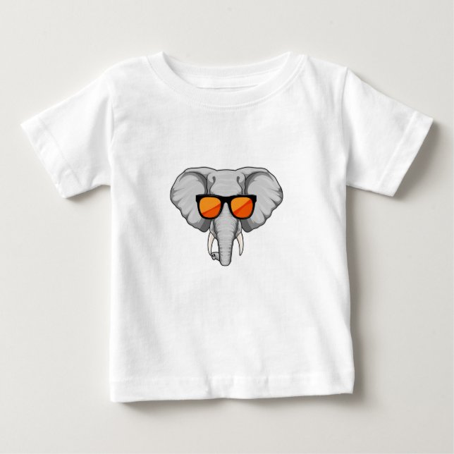 T-shirt Pour Bébé Eléphant avec lunettes de soleil (Devant)
