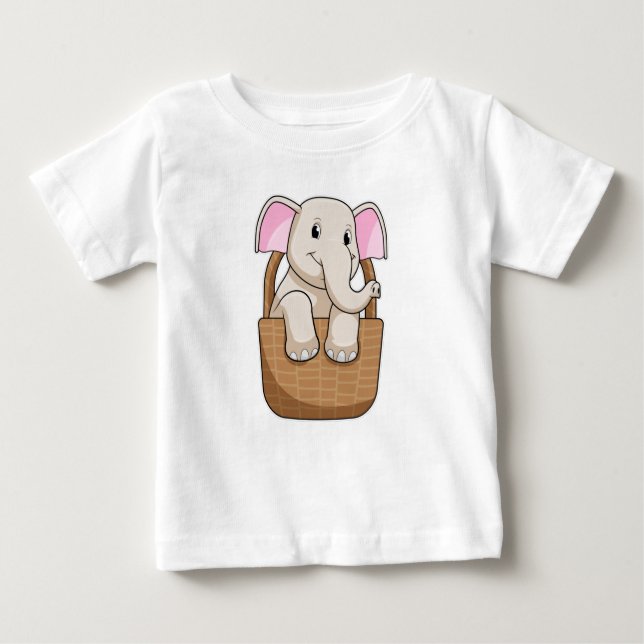 T-shirt Pour Bébé Eléphant avec panier (Devant)