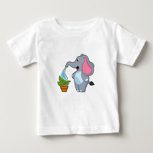 T-shirt Pour Bébé Eléphant avec Plante (Devant)