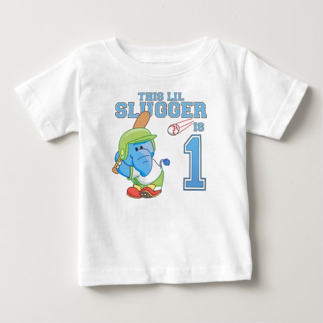 T-shirt Pour Bébé Elephant Baseball 1er anniversaire (Devant)