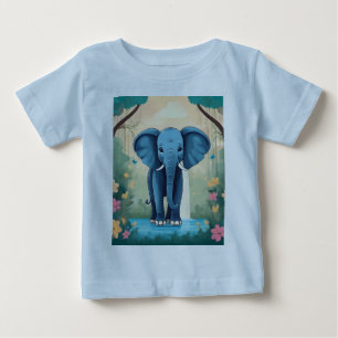 T-shirt Pour Bébé Eléphant Bébé Bleu Whimsical,