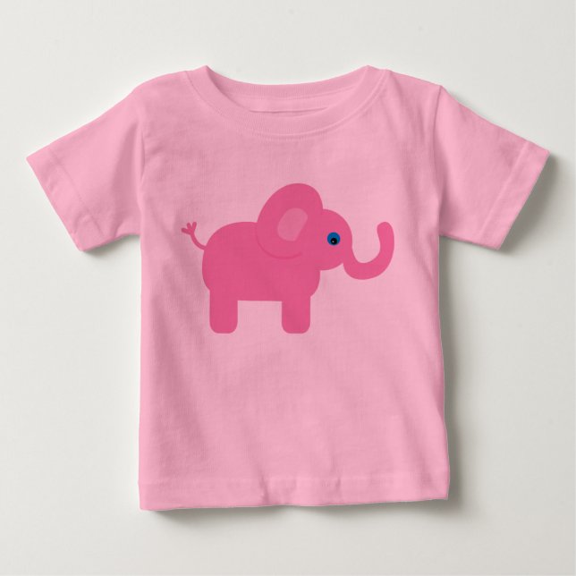 T-shirt Pour Bébé Eléphant Bébé Cartoon Rose Cute (Devant)