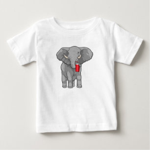 T-shirt Pour Bébé Eléphant Boire de la tasse