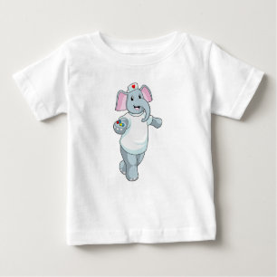 T-shirt Pour Bébé Elephant comme infirmière avec la médecine