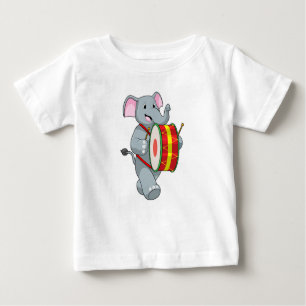T-shirt Pour Bébé Elephant comme musicien avec tambour