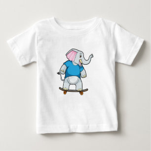 T-shirt Pour Bébé Elephant comme patineur avec skateboard