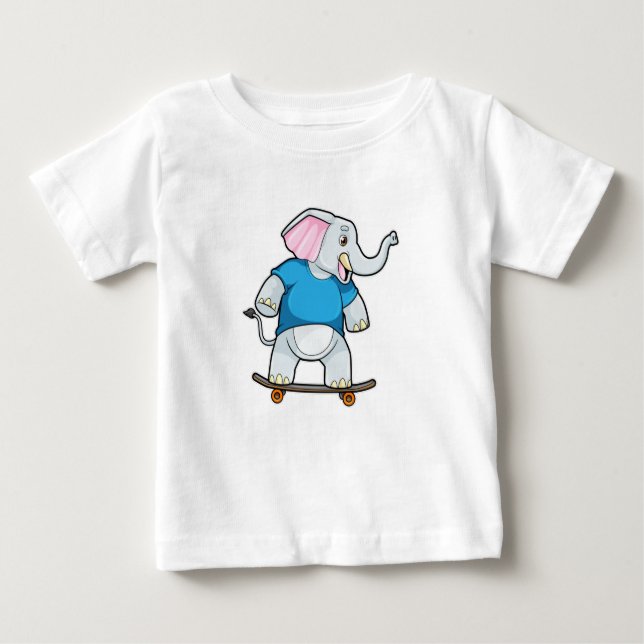 T-shirt Pour Bébé Elephant comme patineur avec skateboard (Devant)