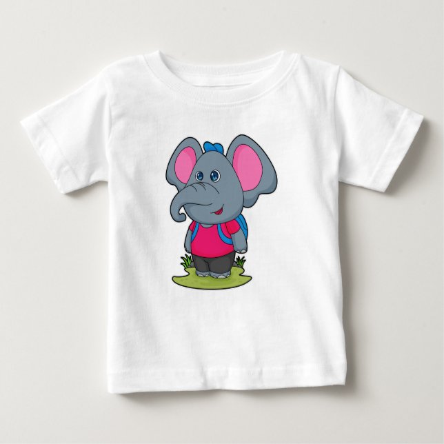 T-shirt Pour Bébé Elephant comme randonneur avec sac à dos (Devant)