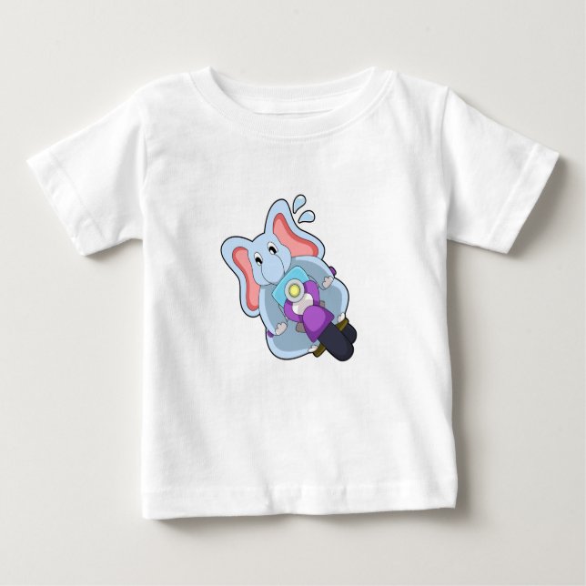 T-shirt Pour Bébé Elephant comme vélo avec moto.PNG (Devant)