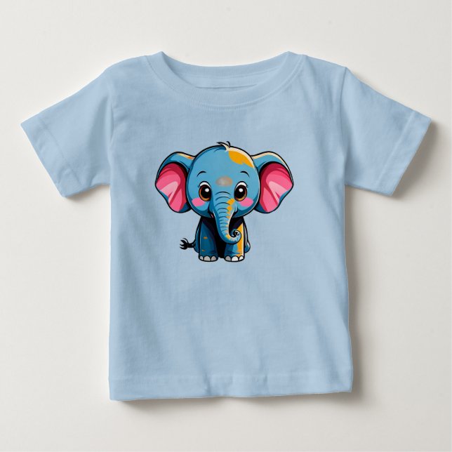 T-shirt Pour Bébé Éléphant de bébé de dessin animé mignon (Devant)