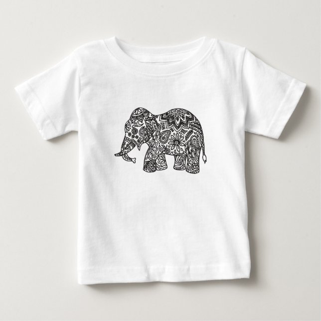 T-shirt Pour Bébé Éléphant de griffonnage (Devant)