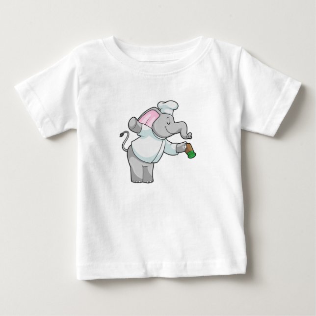 T-shirt Pour Bébé Elephant en chef avec shaker de sel (Devant)