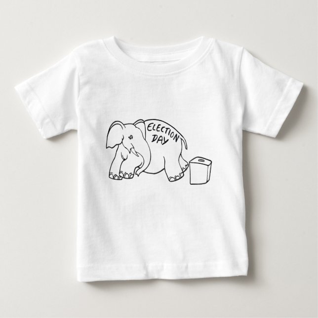 T-shirt Pour Bébé Eléphant et jour d'élection - (Devant)