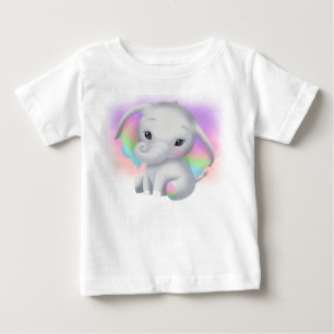 T-SHIRT POUR BÉBÉ ÉLÉPHANT GRIS ADORABLE AUX OREILLES COLORÉES