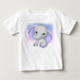 T-SHIRT POUR BÉBÉ ÉLÉPHANT GRIS ADORABLE AUX OREILLES POURSUIVIES