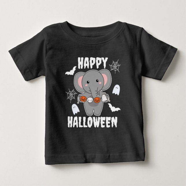 T-shirt Pour Bébé Elephant Happy Halloween (Devant)