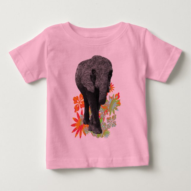 T-shirt Pour Bébé Éléphant hippie mignon (Devant)