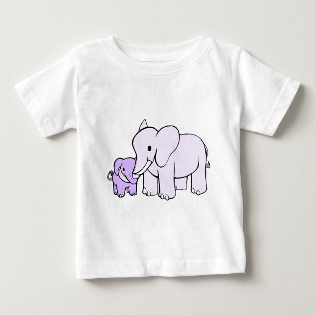 T-shirt Pour Bébé Eléphant Mère et enfant (Devant)