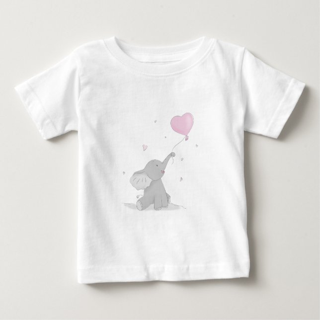 T-shirt Pour Bébé Eléphant mignon avec ballon (Devant)