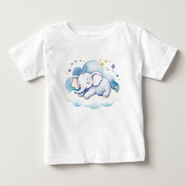 T-shirt Pour Bébé Eléphant mignon bébé sur la Lune - (Devant)