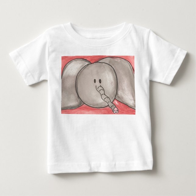 T-shirt Pour Bébé Éléphant mignon de bande dessinée d'aquarelle (Devant)