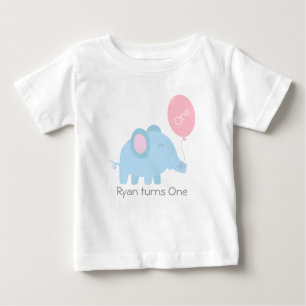 T-shirt Pour Bébé Éléphant mignon de bleus layette avec un ballon