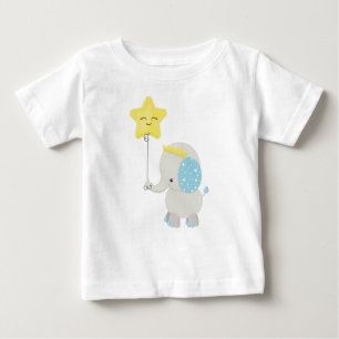 T-shirt Pour Bébé Eléphant mignon, Eléphant Avec Ballons, Couronne, 