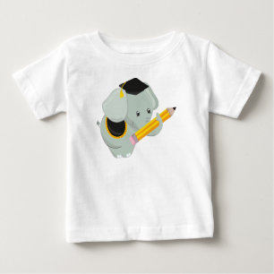 T-shirt Pour Bébé Eléphant mignon, Eléphant de diplôme, École, Crayo
