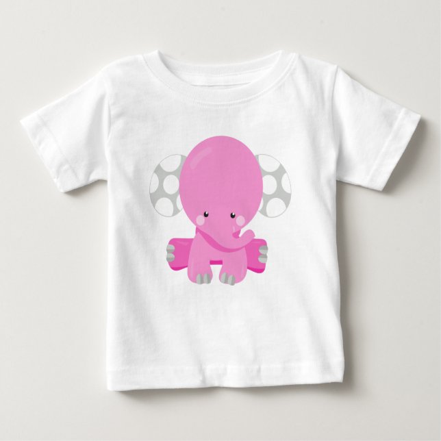 T-shirt Pour Bébé Eléphant mignon, Eléphant petit, Eléphant rose (Devant)