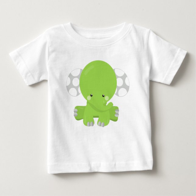 T-shirt Pour Bébé Eléphant mignon, Eléphant petit, Eléphant vert (Devant)