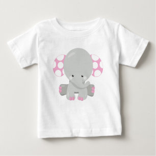 T-shirt Pour Bébé Eléphant mignon, petit éléphant - gris rose