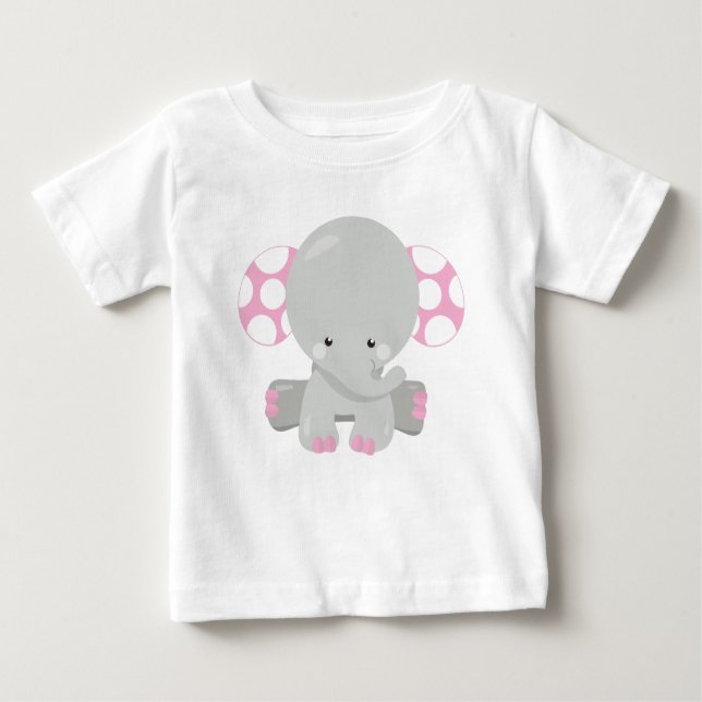T-shirt Pour Bébé Eléphant mignon, petit éléphant - gris rose (Devant)