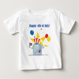 T-shirt Pour Bébé Éléphant Patriotique Agitant Un Drapeau Américain