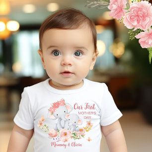 T-shirt Pour Bébé Éléphant personnalisé pour la première fête des mè