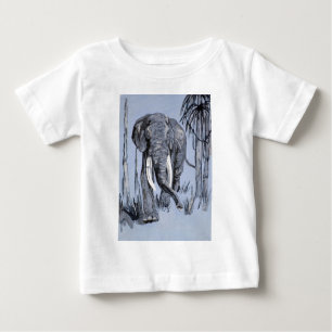 T-shirt Pour Bébé Eléphant Se Promenant Dans La Savane Boisée En Ble