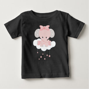 T-shirt Pour Bébé Eléphant Sur Un Nuage, Eléphant Mélange, Couronne,