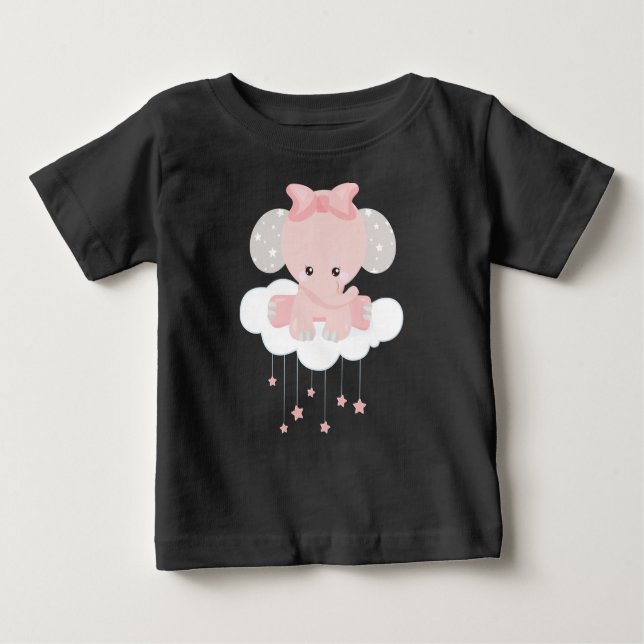 T-shirt Pour Bébé Eléphant Sur Un Nuage, Eléphant Mélange, Couronne, (Devant)
