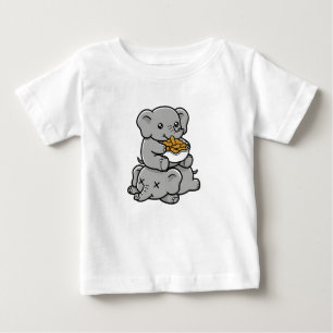 T-shirt Pour Bébé Éléphants de dessin animé mignons mangeant des cac