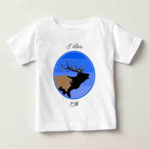 T-shirt Pour Bébé Elk bouillonnant en hiver - Art original de la fau