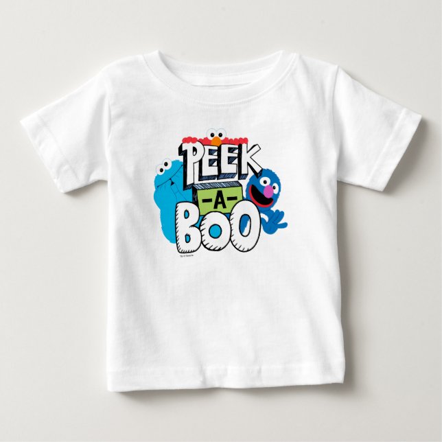 T-shirt Pour Bébé Elmo, Cookie & Grover | Cache-cache (Devant)