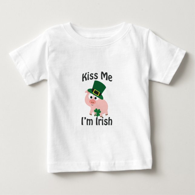 T-shirt Pour Bébé Embrasse-moi Je suis Irish Pig (Devant)