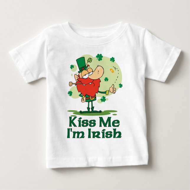 T-shirt Pour Bébé Embrasse-moi Je suis Irlandais Drôle Leprechaun (Devant)
