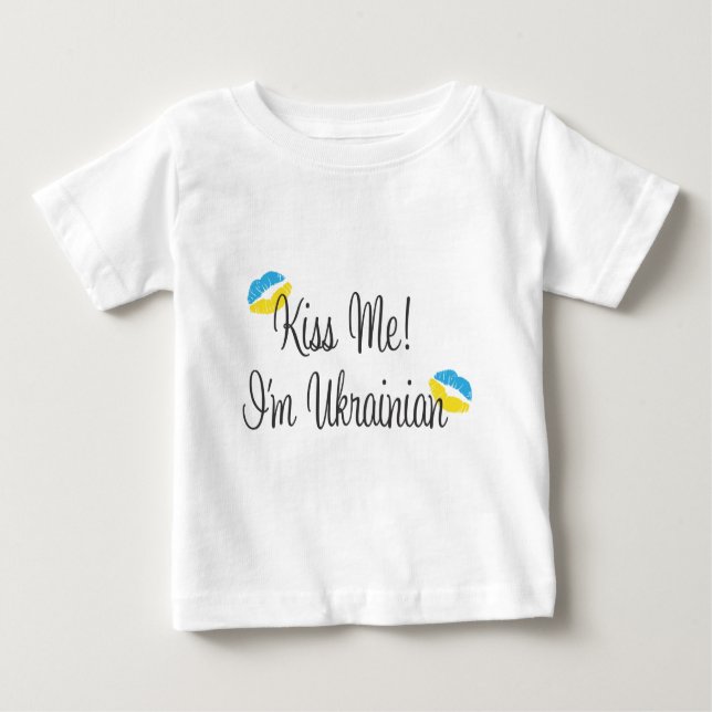 T-shirt Pour Bébé Embrassez-moi ! Je suis ukrainien (Devant)