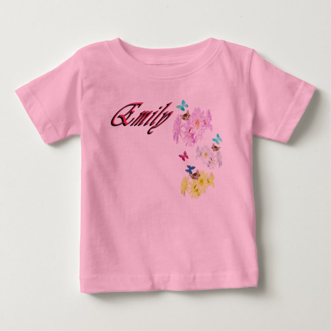 T-shirt Pour Bébé Emily Nom Avec Chatons, Body Bébé (Devant)