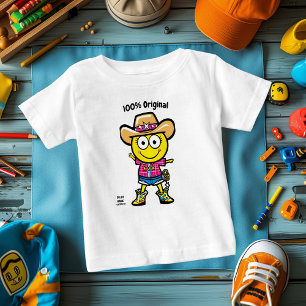 T-shirt Pour Bébé Emoji de cowgirl joyeuse – Corps entier vibrant et
