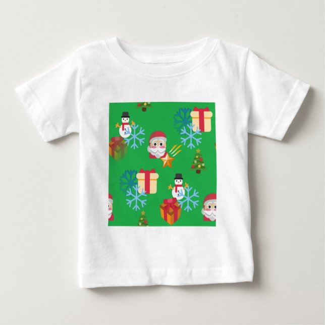 T-shirt Pour Bébé emoji de Noël vert (Devant)
