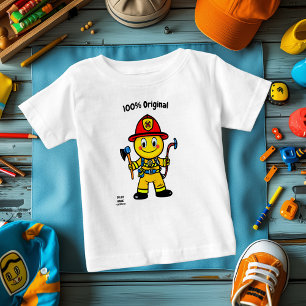 T-shirt Pour Bébé Émoji de pompier courageux – Amusant et coloré